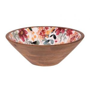 Tazón de madera hecho a mano de última tendencia con diseño de hojas tropicales, estilo bohemio, para presentación de alimentos. - Product Image 4