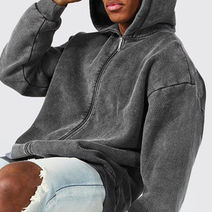 Sudaderas con Capucha y Cremallera para Hombre, Estilo Vintage con Lavado Ácido y Logotipo Personalizado, Superventas, Ropa Urbana, MOQ Bajo - Product Image 5