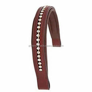 Banda de ceja de caballo de cuero de canal vacío marrón de alta calidad con incrustaciones de 1 Fila cristales redondos piedras banda de CEJA mega Bling todos los tamaños - Product Image 5