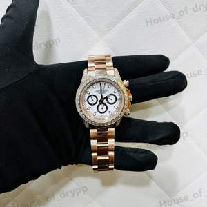 Montre de luxe pour homme et femme, en acier inoxydable, avec lunette sertie de diamants Moissanite VVS. - Product Image 1