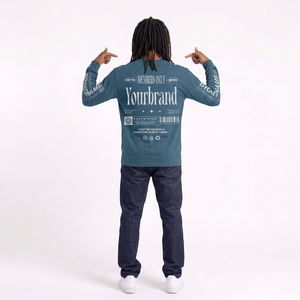 Sweat-shirts pour hommes personnalisés en molleton de coton, coupe oversize à épaules tombantes, grande taille, en molleton bouclette de poids moyen, avec impression graphique et col rond - Product Image 6