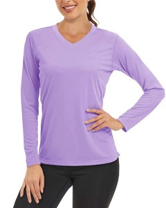 Fashion women V neck t shirt trendy cotton tee Long sleeve breathable casual wear summer top stylish everyday outfit for sale - Product Image 1