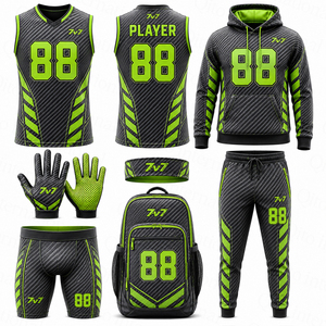 OEM Full Sublimation 7v7 Flag Football Uniform Set Breathable Team American Football Jersey Tracksuit <b>Compression</b> <b>Shorts</b> - Product Image 1
