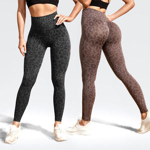 Leggings de yoga sans couture pour femmes, imprimé léopard, taille haute, effet ventre plat et rehaussement des fesses, pour le fitness et l'exercice - Product Image 1