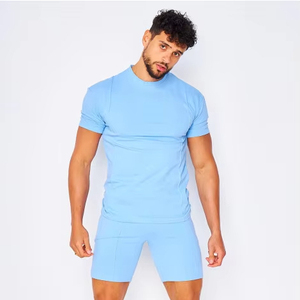 <b>Men</b> Cotton Tracksuit Short Set Oversized <b>Pullover</b> Shirt and Elastic Waist Shorts Summer Streetwear - Product Image 1
