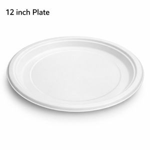 Platos de Bagazo de Caña de Azúcar Duraderos de 12 Pulgadas, Compostables, Ecológicos, Desechables, a Precio de Mayoreo - Product Image 1