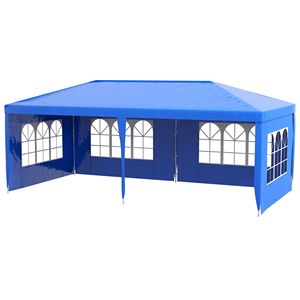 Grande Gazebo Blu 3x6 Metri con Tenda a Baldacchino e 4 Pareti Laterali Rimovibili in PVC per Matrimoni, Picnic ed Eventi all'Aperto in Poliestere - Product Image 1