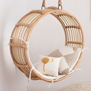 <b>Swing</b> moon chair for indoor bedroom living room round rattan hanging chairs manufacturer supply - Product Image 2