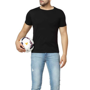 Camiseta para hombre, lisa, negra, de verano, mezcla de algodón - Product Image 3