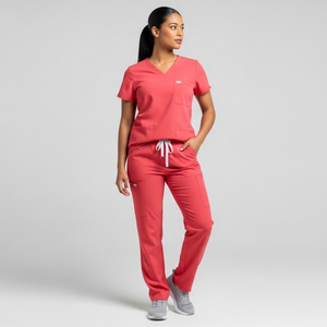 Ensemble d'uniformes médicaux personnalisés pour infirmières, à manches courtes, col montant, en tissu, pour femmes, respirant - Product Image 1