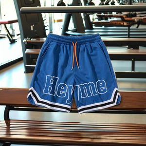 กางเกงขาสั้นตาข่ายโพลีเอสเตอร์100% เล่นกีฬาฤดูร้อนเอวปานกลางแห้งเร็วลายพื้นสำหรับกีฬาวิ่งยิมบาสเก็ตบอลลำลอง - Product Image 1