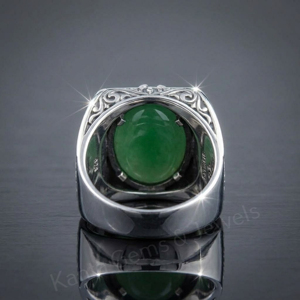 Best Selling 925 Sterling <b>Silver</b> 12x16mm Oval Shape Green Jade Gemstone Bezel Setting Signet Ring For Men's Fine Jewelry Ring - Product Image 3
