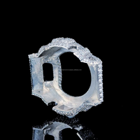 Montre analogique mécanique en acier inoxydable personnalisée GShock avec finition diamant moissanite, style streetwear de luxe, hip hop, bling