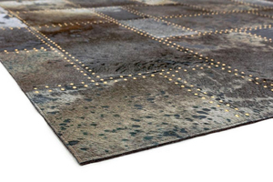 Tapis rectangulaire en peau de vache patchwork, style industriel, à poils plats, avec support en caoutchouc, pour la décoration du salon - Product Image 4