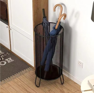 Modern Metal Iron Umbrella Stand Holder For Entryway Free Standing Round Umbrella Rack With Drip <b>Tray</b> Home Office Organizer - Product Image 6
