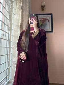 Velvet Sequence Embroidery <b>Kurti</b> and Palazzo Set with Georgette Dupatta Luxury Festive Ethnic Party Wear Fully Stitched - Product Image 6