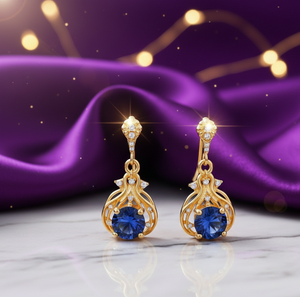 ต่างหูพลอยสีน้ำเงินไฮโดรสุดฮิตปี 2026 ขนาด 5 นิ้ว เงินแท้ 925 ชุบทอง 18K ต่างหูแบบห้อย เหมาะสำหรับงานแต่งงานและงานปาร์ตี้ - Product Image 4