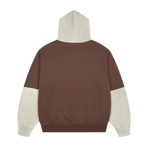 <b>Vintage</b> Color Block Zip Up Hoodie <b>Oversized</b> Cotton Fleece Hooded <b>Sweatshirt</b> Streetwear Customized Zipper Hoodies For Unisex - Product Image 3