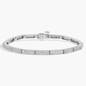 14K White Gold Rectangular Pavé Lab Grown Diamond Link <b>Bracelet</b> - Product Image 1