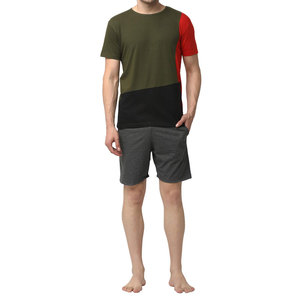 Ensemble short et t-shirt color block pour homme, vêtements décontractés pour l'extérieur, avec logo personnalisable, matière de haute qualité avec logo. - Product Image 5
