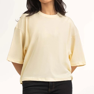 Camiseta Oversize Personalizada para Mujer al por Mayor, Cuello Redondo, Estampado Gráfico, Lisa, de Algodón de Alta Calidad, Informal - Product Image 1