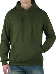 Herren Einfarbiger Kapuzenpullover Regular Fit Gestricktes Fleece Freizeitkleidung Herbststil Olivgrün - Product Image 1