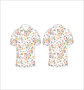 เสื้อโปโลพิมพ์ลายดอกไม้สำหรับผู้ชายลำลองแขนสั้นแฟชั่นฤดูร้อนสีขาวลายดอกไม้หลากสีเสื้อยืดกอล์ฟ - Product Image 3