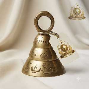 Clochette sphérique en laiton antique, cloche ronde vintage en métal, ornement suspendu avec corde, cloche pour la maison, le jardin ou l'arbre de Noël - Product Image 5