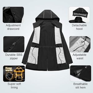 ผู้ผลิตเสื้อแจ็คเก็ตกันลมแบบ OEM สีสันตัดกัน เสื้อแจ็คเก็ตกันลมสำหรับผู้หญิง น้ำหนักเบา สำหรับเล่นกีฬา กันน้ำ มีฮู้ด - Product Image 4