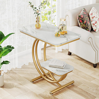 Table d'appoint moderne en acier à 2 niveaux en forme de C, durable, pour salon, salle de séjour, bureau, table basse – Offre tendance