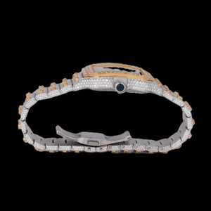 Montre-bracelet de luxe en acier inoxydable avec incrustation de diamants et de moissanite, fermoir papillon, mouvement à quartz analogique, bracelet 20 mm pour femme, chiffres romains - Product Image 1