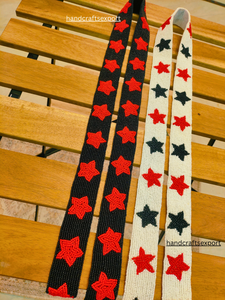 Correa con Diseño de Estrellas con Cuentas, Ecológica, Ligera, Negra, Roja y Blanca, Accesorio de Moda para Bolsos - Product Image 2