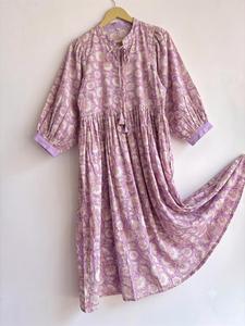 Lightweight 100% Boho Floral Print Maxi <b>Dress</b> With Puff Sleeves Loose Fit Viscose Summer Casual <b>Dress</b> O-Neck <b>Elastic</b> Waist - Product Image 4