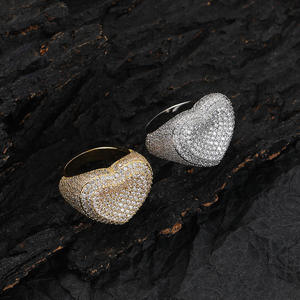 Anillo de cóctel con circonita cúbica en forma de corazón, chapado en rodio, plata 925, joyería de fiesta glamurosa para mujer, engaste micro pavé - Product Image 4