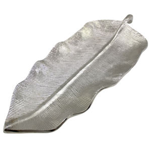 Bandeja moderna de lujo con forma de hoja, de aluminio plateado brillante, para decoración de mesa, utensilios de cocina, bandeja metálica para comida. - Product Image 3