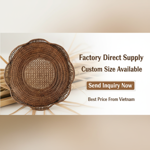 แผ่นรองจานหวายธรรมชาติแบบคลาสสิก ทนความร้อน เป็นมิตรกับสิ่งแวดล้อม งานสานมือ ขอบหยัก สำหรับตกแต่งโต๊ะงานแต่งงาน - Product Image 4