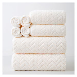 Serviette de bain jacquard de qualité supérieure, 100 % coton, douce, absorbante, séchage rapide, ensemble de serviettes pour hôtel et resort - Product Image 5