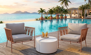 Set of 3 Pieces of Rattan <b>Outdoor</b> Bistro Set <b>Round</b> Coffee <b>Table</b> Rattan Patio Set for Garden, Living Room Balcony Made in Vietnam - Product Image 4