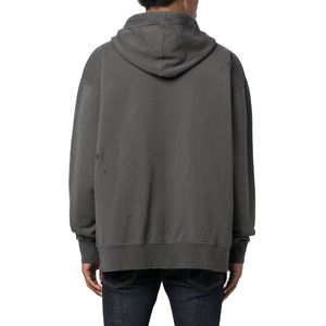 Sudadera con Capucha Extra Grande de Invierno para Hombre, 100% Algodón, con Logotipo Estampado Desgastado en las Mangas y Serigrafía - Product Image 2