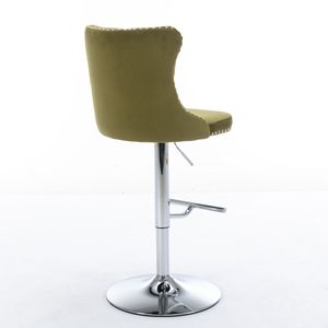 Modern Upholstered Chrome Base <b>Bar</b> <b>Stools</b> with Swivel Velvet Seat <b>Adjustable</b> 25 33 Inch <b>Height</b> Comfortable Backs - Product Image 5
