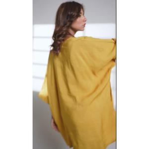 High Quality Yellow Cotton A-Line <b>Tunic</b> Dress Cap Sleeve Ankle-Length Simple Style Natural Waist Breathable Anti-static V-neck - Product Image 4