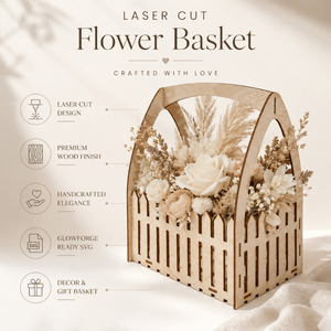 Elegante Cesta de Flores de Madera con Corte Láser |   Cesta de Regalo Floral Decorativa Hecha a Mano para Decoración del Hogar, Bodas y Arreglos DIY - Product Image 6