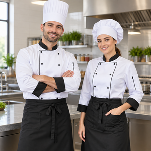 Ensemble uniforme de chef professionnel pour hommes et femmes, vêtements de chef personnalisés, vêtements de travail pour la cuisine, toile - Product Image 5