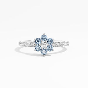 Certificado 0,57 Ctw azul blanco Moissanite Cluster Ring Prong Setting 18K chapado en oro elegante 925 plata esterlina superventas - Product Image 1
