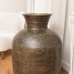 Vase de sol en bronze artisanal, design rustique, hauteur 78 cm, Ø55 cm - Product Image 5