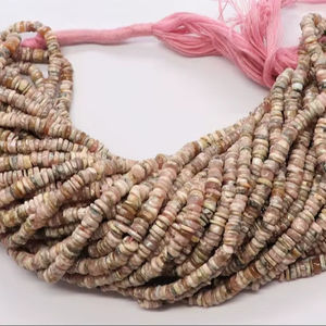 Perles Heishi en rhodochrosite naturelle, 4 mm, perles en forme de roue en rhodochrosite, perles en pierre précieuse de rhodochrosite, brin de perles pour la création de bijoux - Product Image 1