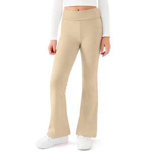 Leggings acampanados azul marino para niñas, cintura plegable, ajuste elástico, pantalones de campana para uniforme escolar - Product Image 4