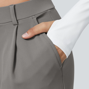 Pantalones de Mujer de Cintura Alta, Color Sólido, Tejido de Algodón, Pierna Ancha, Largos, Sueltos, con Dos Bolsillos Laterales - Product Image 6