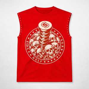 High-quality distressed retro washed men's vest sleeveless faded T-shirt custom digital printed logo rhinestone men's vest - Product Image 6