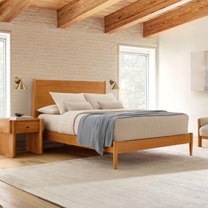 Cadre de lit plateforme scandinave en bois massif avec sommier à lattes, finition naturelle claire - Product Image 6